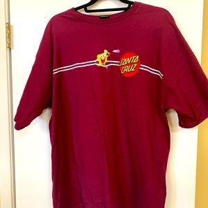 Santa Cruz x SpongeBob SquarePants Jellyfishing Burgundy T-Shirt Size XL